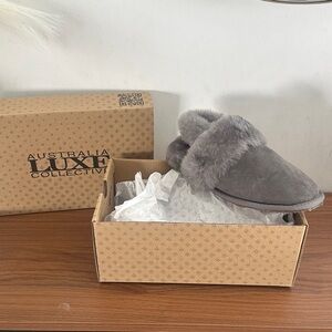Australia Luxe Collective Gray Suede Shearling Mule